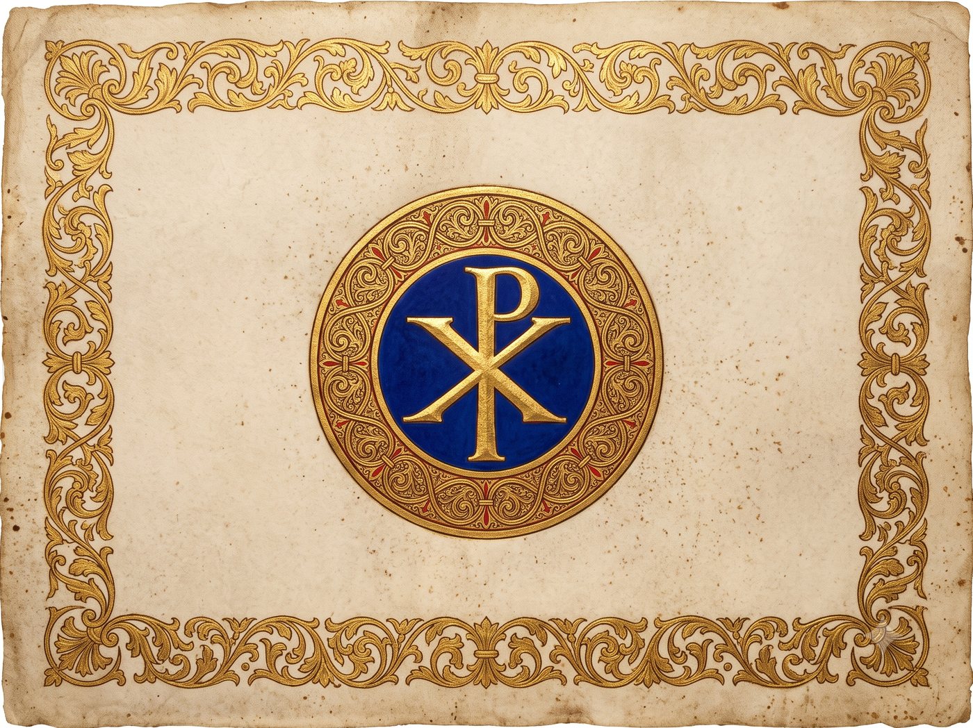 O monograma Chi-Rho na moldura